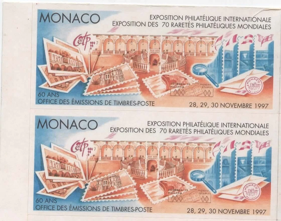 MONACO   2 Vignettes,  cinderella -- Exposition Philatélique International  1997 - Photo 1/1