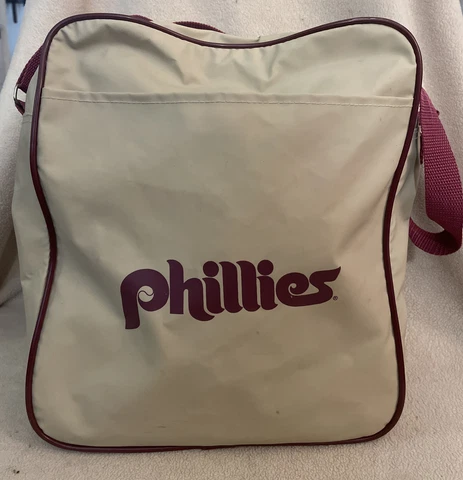 Vintage PHILADELPHIA PHILLIES Vinyl Shoulder BAG Maroon/Tan Baseball MLB Cover