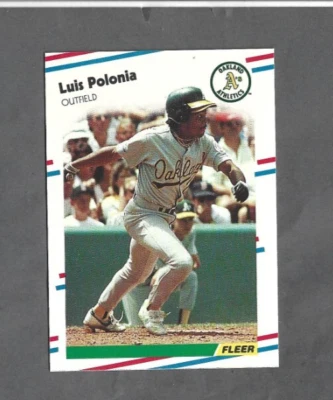 Luis Polonia RC Oakland Athletics 1988 Fleer #292 Free Shipping on 3+ Items - Image 1 of 2