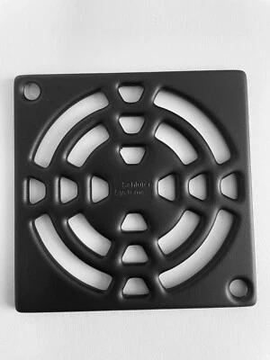 SCHLUTER SYSTEMS LP Schluter Kerdi 4 Inch Square Stainless Steel Grate - Rejilla Design Matte Black