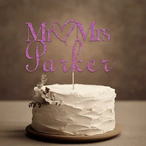 Personalised Glitter Cake Topper Wedding Cake Topper, Engagement Cake Topper - Picture 1 of 16