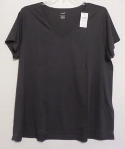 NWT PURE JILL(J JILL) SIDE SLIT V NECK PIMA ELLIPTICAL TEE-2X-BLACK PEARL - Picture 1 of 4