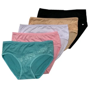 NIce 5 Women High Waist Poly Briefs Highcut Cotton Underwear Panties #6019 - Picture 1 of 6