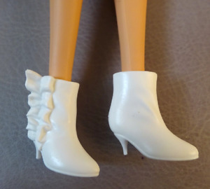 Barbie Extra Doll #12 Shoes - White Colour Ruffle Detail Ankle Boots