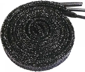 1x Pair Unisex Flat Black Glitter Print Shoe Boots Trainer Laces 120cm Length - Picture 1 of 2