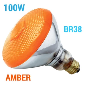 AMBER ORANGE Reflector Bulb 100W BR38 120V Medium E26 Base 100BR38/A - Picture 1 of 4