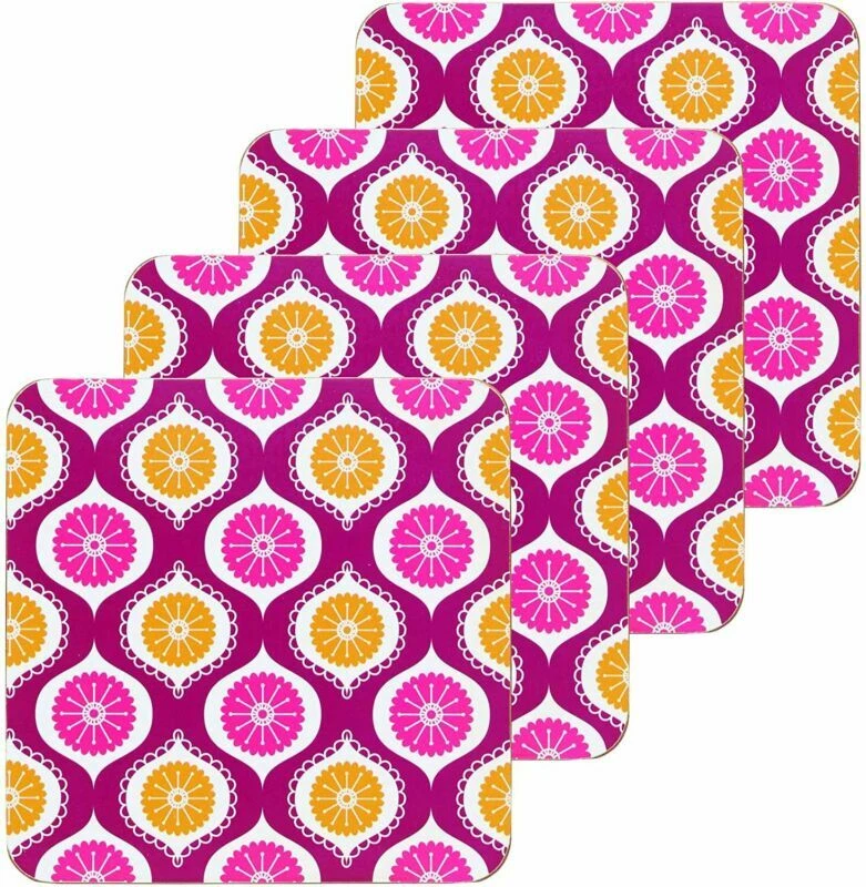 Juego de 4 posavasadas laminadas traseras de corcho geométricas de cocina multicolor Foto 1 de 1