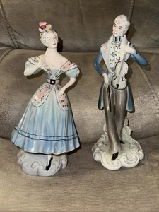 FIGURINES Goldscheider Antique Porcelain 2 Romance Courting Couple USA - Picture 1 of 7