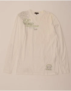 LA MARTINA Mens Graphic Top Long Sleeve Medium White Cotton BQ09 - Picture 1 of 4