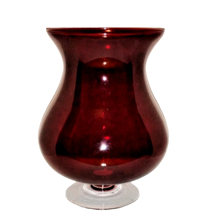 Castiçal vintage PartyLite P9099 vermelho rubi com pé de vidro furacão, aposentado  - Imagem 1 de 4