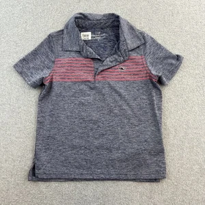 Vineyard Vines Polo Shirt Boys 5 Blue Red Striped Sankaty Performance Whale Logo - Picture 1 of 6