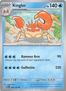 Kingler Uncommon Normal SV: Scarlet & Violet 151 099/165 NM - Picture 1 of 2