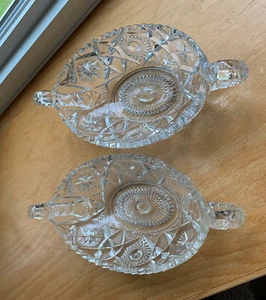 Vintage 2 Imperial Oval Serving Bowls Glass Star File Clear Pressed 1 Is Nucut - Picture 1 of 11