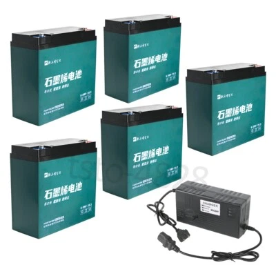 5X 12V 20Ah 6-DZM-20 Battery +60V Charger for Ebike Tricycle Scooter ATV Go Kart - Image 1 of 4