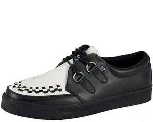 TUK Creeper Sneaker Black/White Leather & blk interlace A9180 - Picture 1 of 4