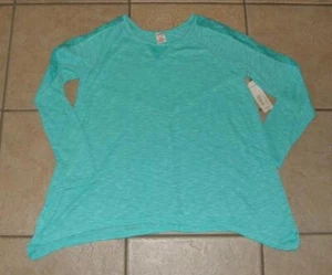 NEW NWT Girls Sz Large 14-16 Plus Green Shark Bite Hem Lace Trim Shirt ARIZONA - Picture 1 of 3