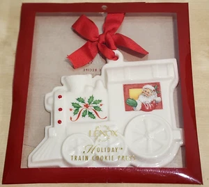 LENOX Ornament Cookie Press Holiday Christmas TRAIN Red Ribbon for Hanging VGC - Picture 1 of 8