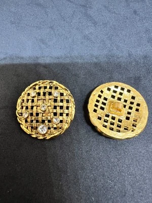 Gilded Metal Buttons with Swarovski Crystal Embellishment - Handcrafted Luxury - Image 1 of 2