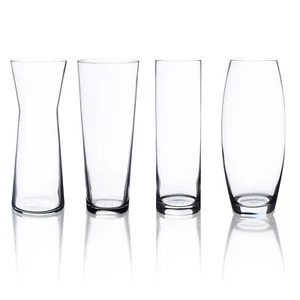 600 ml Clear Glass Round Fluted Straight Flower Wedding Vase Shape Wide Curved - Picture 1 of 7