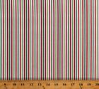 Cotton Christmas Stripes Red Green White Holiday Fabric Print by Yard D404.15