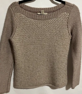 Banana Republic Heritage Italian Yarn Knit/Woven Light Camel Heather Sweater M - Bild 1 von 14