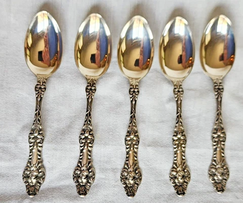 Alvin Sterling OLD ORANGE BLOSSOM (1905) 5 O'CLOCK SPOON-5 1/4" Set of 5-No Mono Cover