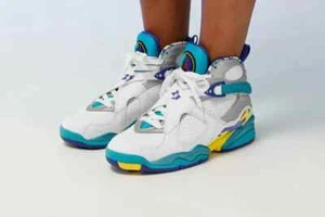 UK 5.5 EUR 39 US 8 25CM ~ Air Jordan Retro 8 2019 ~ CI1236 100 White Aqua - Picture 1 of 8