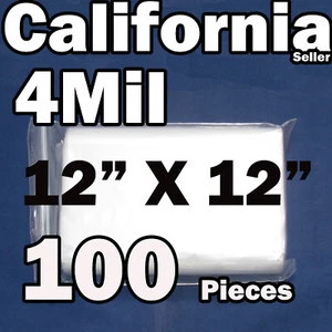 4Mil 100 wiederverschließbare 12"" x 12"" Reißverschlusstaschen Klar Poly Kunststoff Verschluss fähig 4 Mil 12x12 - Bild 1 von 3