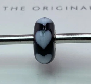 Trollbeads Rare Black White Hearts Bead - Picture 1 of 4