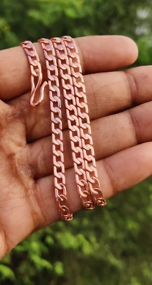 Collar de cadena de cobre macizo 100 % puro cadena ecológica cobre joyería curativa Foto 1 de 4