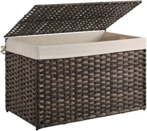 Storage Basket with Lid, 42.3 Gallon Storage Bin, Woven Blanket Storage Basket - Picture 1 of 9