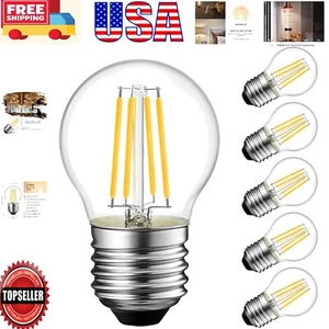 E26 Base G14 LED Filament Globe Bulbs 4.5W, Dimmable 500 Lumen Light, Pack of 6 - Picture 1 of 11