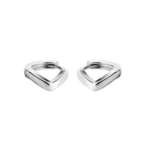 Rhodium on Sterling Silver 8.5mm Hoop Wishbone Huggie Cuff Helix Lobe Earrings - Picture 1 of 10