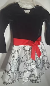 Bonnie Jean 6 elegantes Kleid schwarz-weiß/silber/rote Akzente - Bild 1 von 8