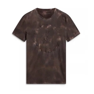 John Varvatos Men's Peace Symbol Tie Dye Ink Embroidered Crew T-Shirt Mauvewood - Picture 1 of 6