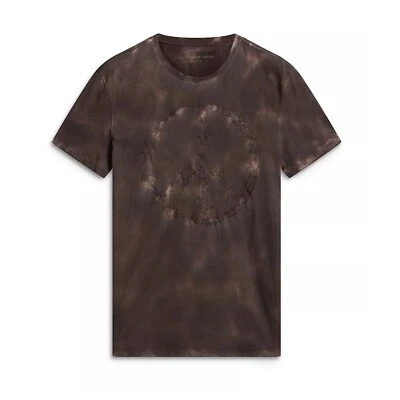 Camiseta John Varvatos Para Hombre Símbolo de la Paz Tie Dye Tinta Bordada Crew Madera Malva Foto 1 de 4