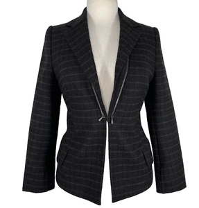 AKRIS Blazer Women's Size 10 Brown Plaid Wool Removable Collar - Picture 1 of 14
