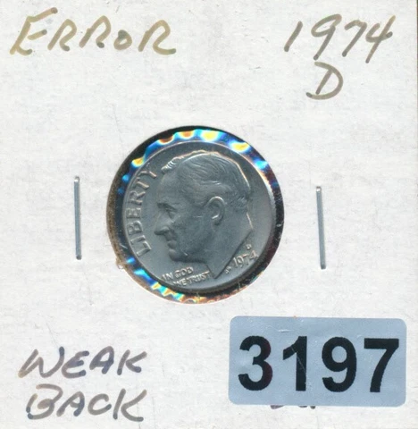 ROOSEVELT PROOF DIME - ERROR WEAK REVERSE 1974-D - #3197 Cover