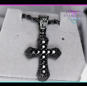 Colgante Cruz Diamante Negro | Cruz Diamante Negro, Colgante Cruz Corte Princesa - Imagen 1 de 6