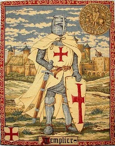 DA VINCI CODE TEMPLIER TEMPLAR KNIGHT 54CM x 46CM BELGIAN TAPESTRY WALL HANGING - Picture 1 of 4