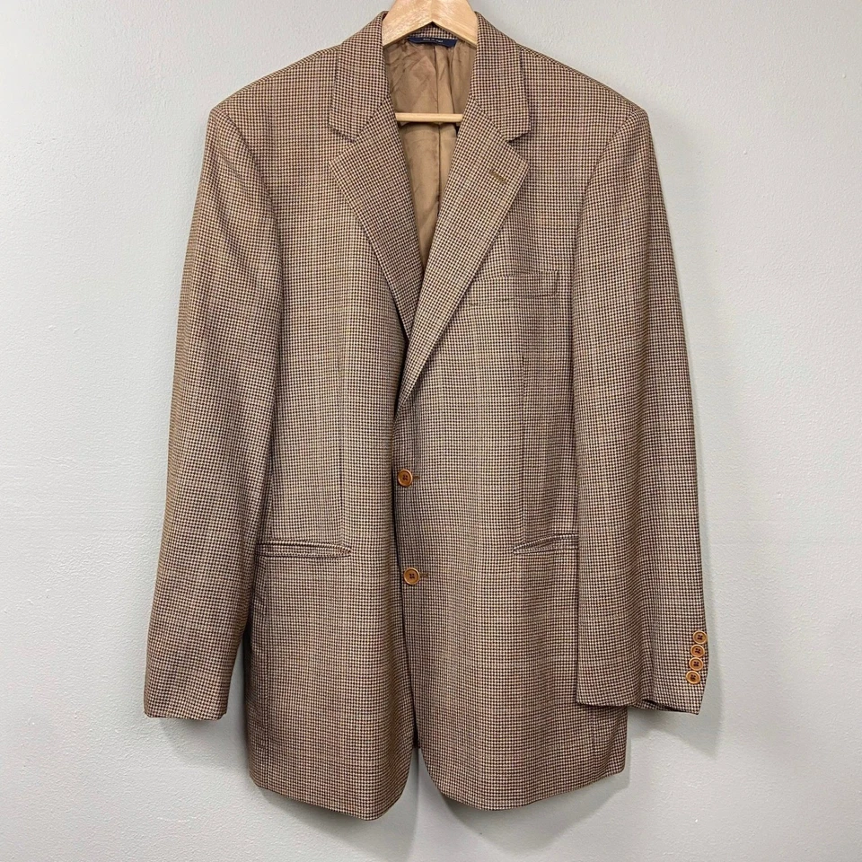 Vintage Brooks Brothers Blazer Sport Coat Sz 42L Houndstooth Wool Italy Academia - Image 1 of 4