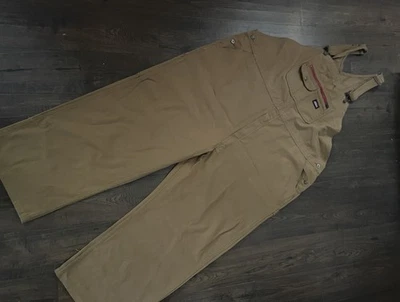 DICKIES Bib Overalls Mens 3XL XXL Denim Bibs Duck Jean 52 x 32 Carpenter Tan - Image 1 of 4