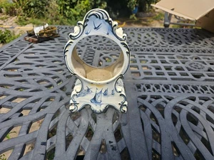 Antique French Mantle clock case pottery delft blue and white nice - Picture 1 of 12