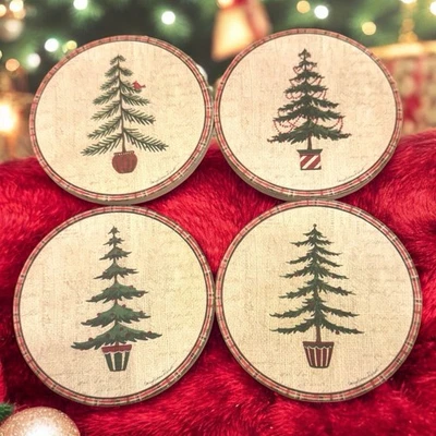 CoasterStone Christmas Coaster Set Of 4 Cork Backed Absorbant Stone Made in USA - Image 1 of 4