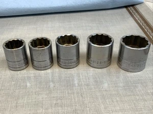 S-K   5pc 3/8 Drive 12pt Socket Lot -  5/8, 11/16, 3/4, 13/16in., USA   Purple - Picture 1 of 7