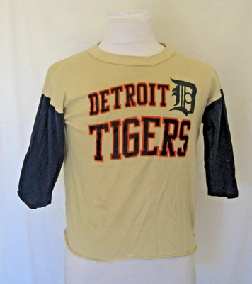 Eastport Detroit Tigers MLB Baseball Shirt Cream Blue Orange Size Medium Vintage - Image 1 of 4