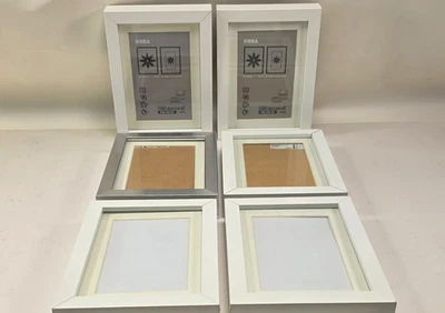 Lote de (6) NUEVOS/USADOS IKEA Ribba 5x7 5" x 7 Tamaño Blanco Marcos de Fotos Paquete Foto 1 de 4