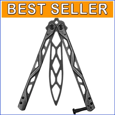 Treinador de borboletas de aço inoxidável preto durável - Seguro e reutilizável para prática - Imagem 1 de 4