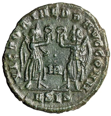 Constans I "Two Victories" Siscia Extremely Fine Green Patina - Image 1 of 4