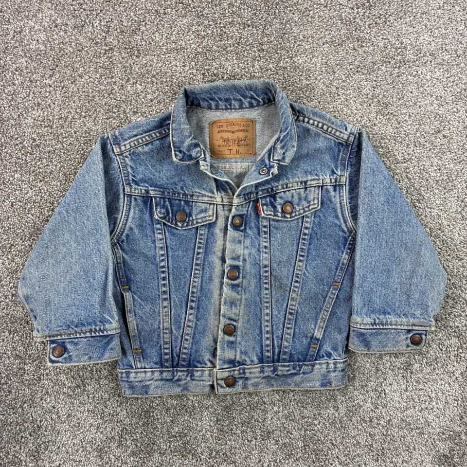 Chaqueta Vaquera Levi's Vintage Niños 6 Azul Denim Naranja Pestaña Hecha en EE. UU. Little Levi's Foto 1 de 4